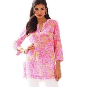 Lilly Pulitzer Marco Island Tunic Pink Pout More Kings In the Keys Small